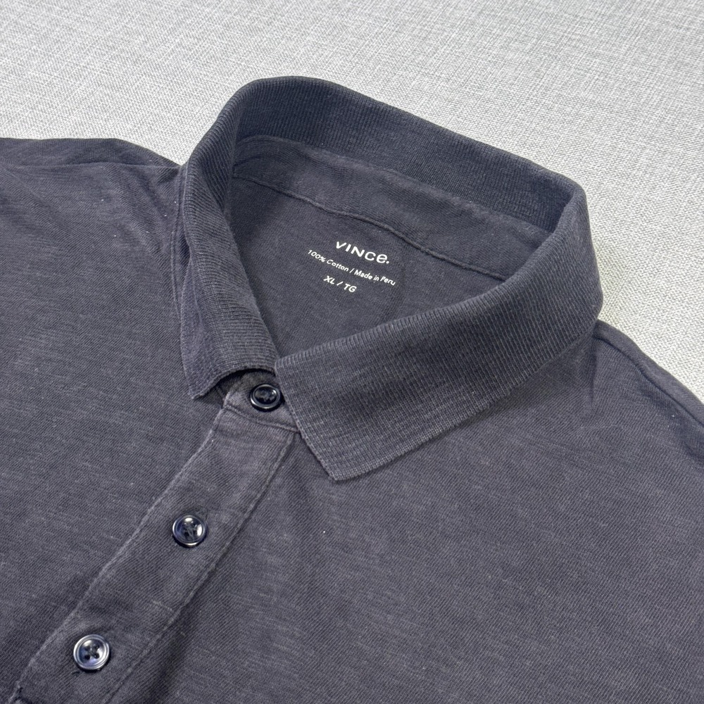 Vince Polo Shirt Mens XL Black 100% Cotton Tagless Collared Casual Relaxed Fit